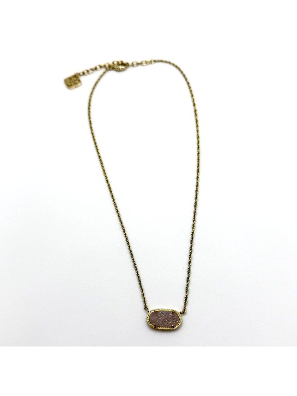 Kendra Scott Gold-Tone Necklace With Oval Purple Drusy Pendant